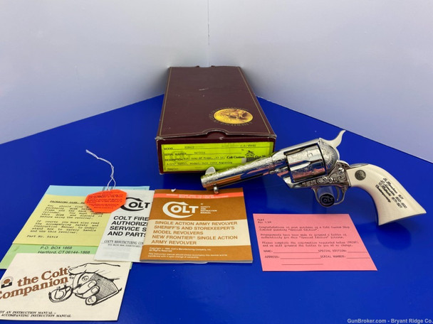 RARE 1986 Colt Single Action Army -Nickel- .45colt *FACTORY ENGRAVED* 4.75"