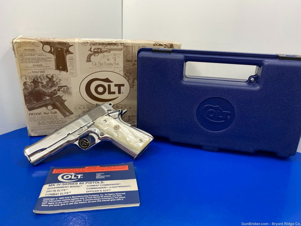 1991 Colt El Comandanter .38super Orig Bright Stainless 4 1/4" *LEW HORTON*