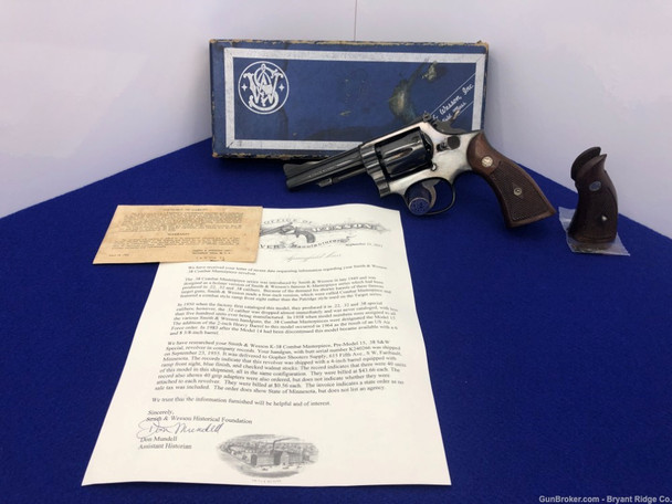 1955 Smith Wesson Pre Model 15 .38 S&W Spl Blue 4"*K-38 COMBAT MASTERPIECE*