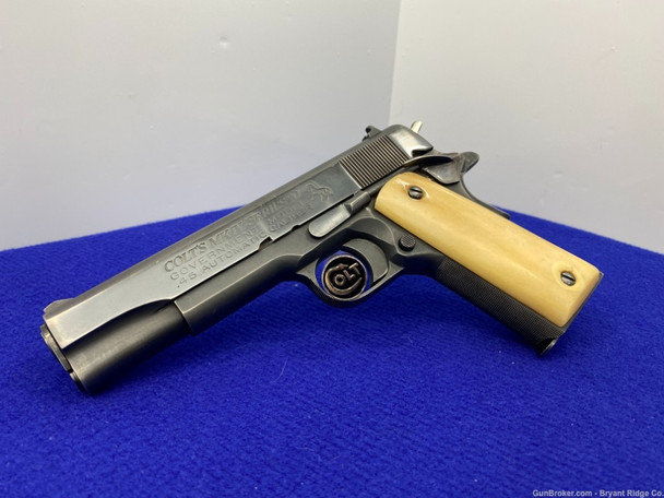 1978 Colt MKIV Government .45acp Blue 5" *GORGEOUS ELEPHANT IVORY GRIPS*