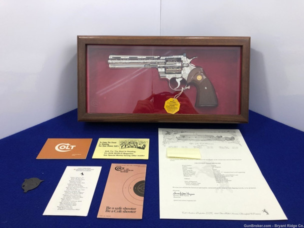 1977 Colt Python Nickel 6" *BREATHTAKING FACTORY "C" SCROLL ENGRAVED*