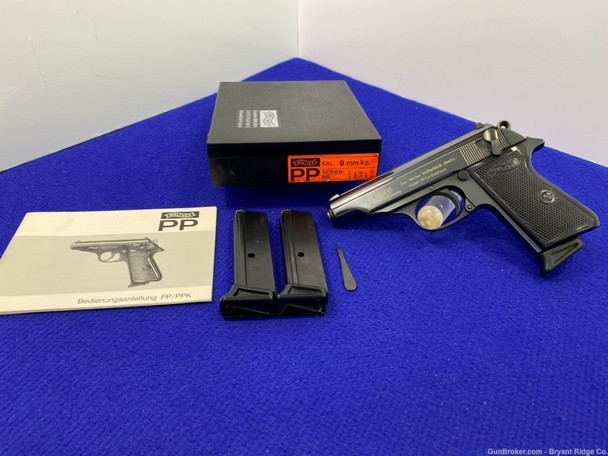 1972 Walther Model PP 9mm Kurz Blue 3 7/8" *GERMAN MADE SEMI-AUTO PISTOL* 