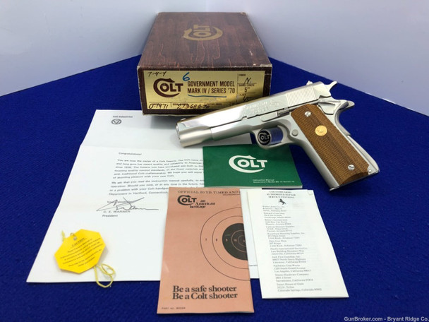 1977 Colt Government Model .45 ACP Nickel 5" *AMAZING MKIV SERIES 70*