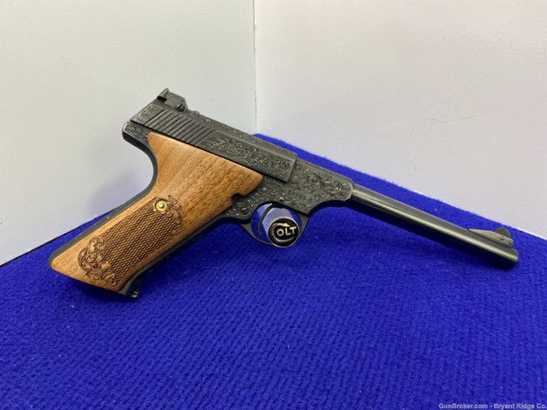 1950 Colt Woodsman .22 LR Blue 6" *ABSOLUTELY BREATHTAKING MASTER ENGRAVED* 1950 Colt Woodsman .22 LR Blue 6" *ABSOLUTELY BREATHTAKING MASTER ENGRAVED*