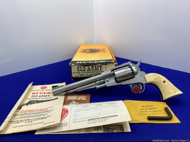 1982 Ruger Old Army .44 Stainless 7 1/2" *COWBOY STYLE REVOLVER* Stunning 