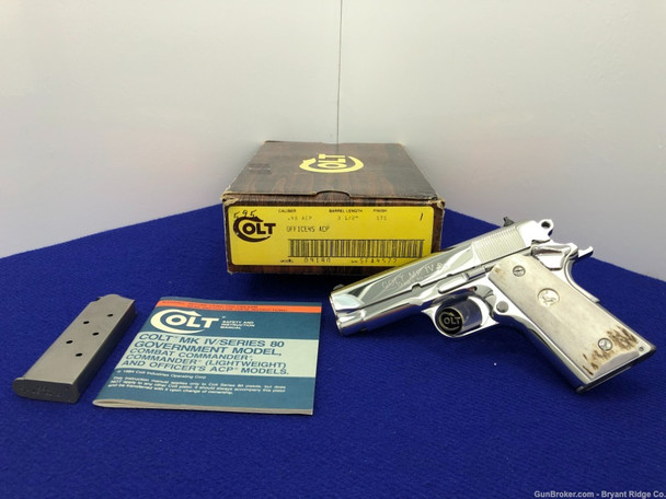 1985 Colt Officers ACP .45acp *BREATHTAKING BRIGHT STAINLESS FINSIH*
