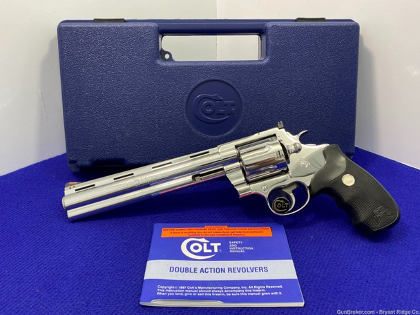 1991 Colt Anaconda .44 *DESIRABLE 8" BARREL* Breathtaking Bright Stainless
