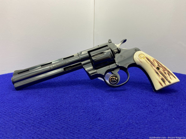 1981 Colt Python .357 Blue 6" -GENUINE STAG GRIPS- Desirable Snake Series 