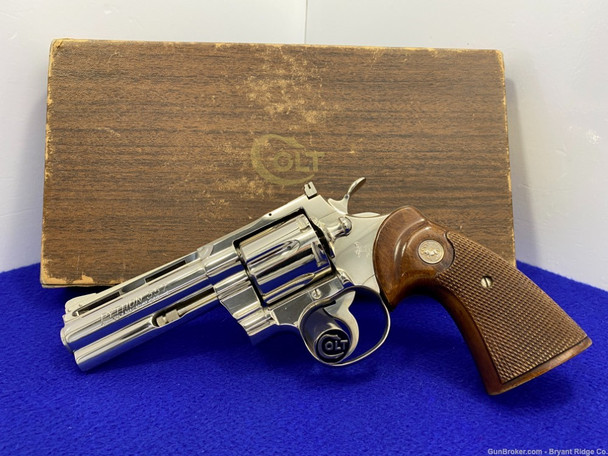 1971 Colt Python .357Mag 4" -ABSOLUTELY STUNNING NICKEL MODEL- Iconic Snake