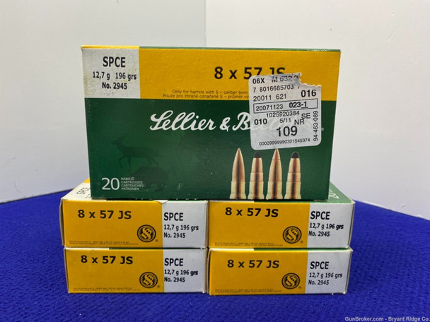 Sellier & Bellot 8x57JS 196 Grain 100Rds *TOP-TIER QUALITY AMMO*