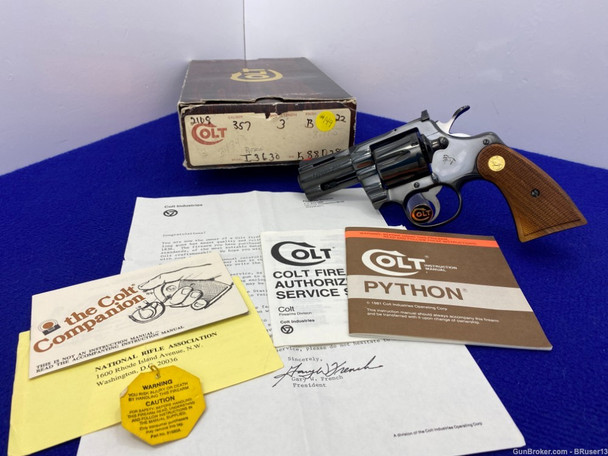 Colt Python .357 Mag Blue *HOLY GRAIL 3" PYTHON* Collector Grade Condition