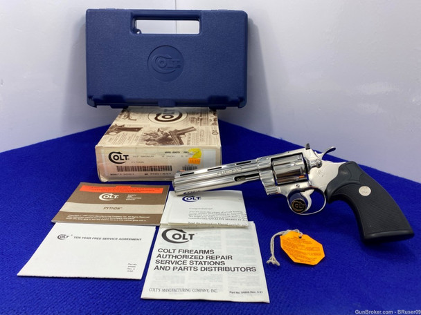 1994 Colt Python .357 Mag 6" -ULTRA RARE FACTORY BRIGHT STAINLESS FINISH-