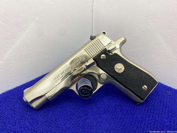 1985 Colt MKIV Series 80 .380acp Nickel 3.25" *SCARCE GOVERNMENT 380 MODEL*