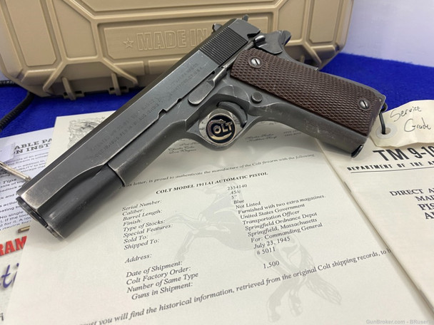 1945 Colt 1911A1 .45 ACP 5" -CMP- *AMAZING 1945 PRODUCTION 1911A1*