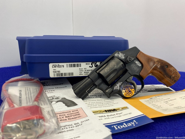 2014 Smith Wesson 442-1 .38 Spl Blue *FACTORY ENGRAVED W/ FANCY GRIP*