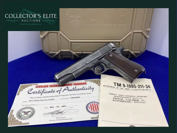 1944 Colt 1911A1 Park 5" .45 ACP *HIGHLY DESIRABLE CMP SERVICE GRADE MODEL*