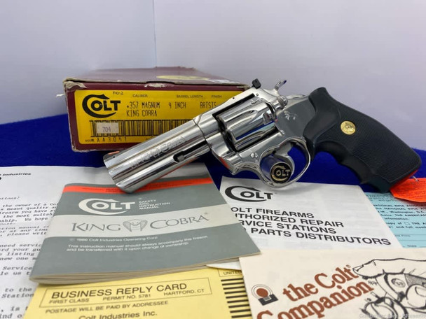 1989 Colt King Cobra .357 Mag BSS 4" -ULTRA RARE FACTORY BRIGHT STAINLESS-