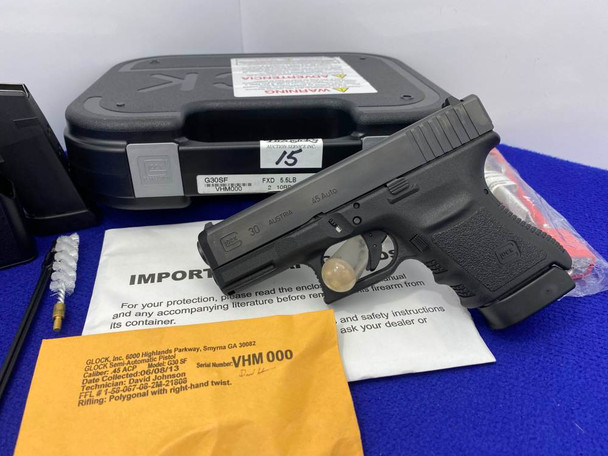Glock 30 SF Gen3 .45 ACP 3.75" Black *DESIRABLE SHORT FRAME MODEL*