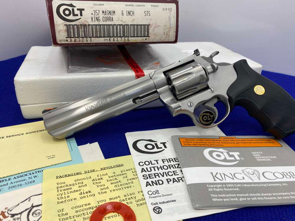 1989 Colt King Cobra .357 Mag Stainless 6" *VINTAGE SNAKE SERIES REVOLVER*