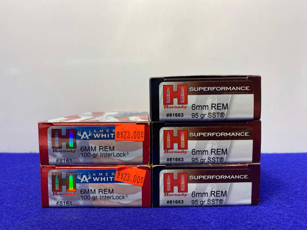 Hornady 6mm Remington 100 Total Rds *HIGHLY DEPENDABLE AMMO*