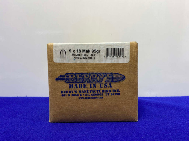 Berry's 9x18 Makarov - 1000pcs *EXCELLENT RELOADING BULLETS*