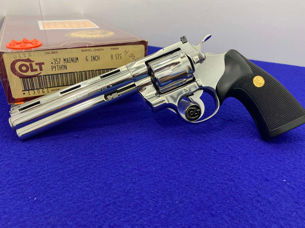 1987 -VINTAGE- Colt Python 357mag 6" *RARE FACTORY BRIGHT STAINLESS FINISH*