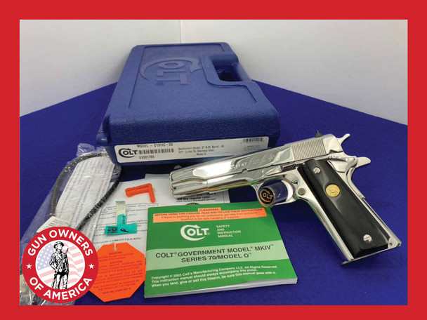 Colt Government 1911 *BREATHTAKING BRIGHT STAINLESS w/ BUFFALO HORN GRIPS*
*ALL PROCEEDS BENEFIT THE GUN OWNERS OF AMERICA*