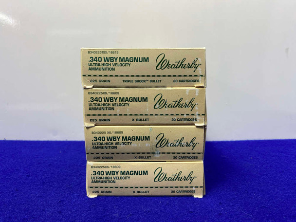 Weatherby .340 Wby Mag - 80Rds *ULTRA HIGH VELOCITY AMMUNITION* Weatherby .340 Wby Mag - 80Rds *ULTRA HIGH VELOCITY AMMUNITION*