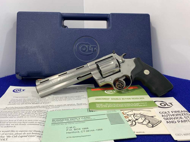 -VINTAGE- 1994 Colt Anaconda .44 Mag SS 6" -ICONIC BIG BORE SNAKE- Superb
COLT BOX & PAPERWORK