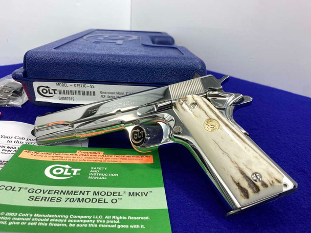 Colt Government 1911 .45 ACP *BREATHTAKING BRIGHT STAINLESS FINISH*