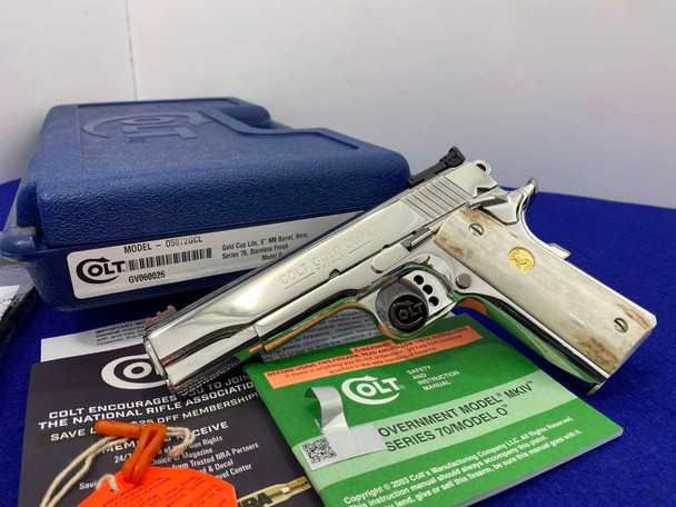 Colt Gold Cup Trophy 9mm 5" *ABSOLUTELY GORGEOUS BRIGHT STAINLESS FINISH*