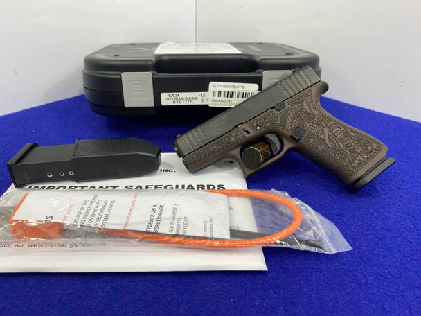Glock 43X Gen 5 9mm Black 3.41" * BEAUTIFUL ELEPHANT ENGRAVING*
