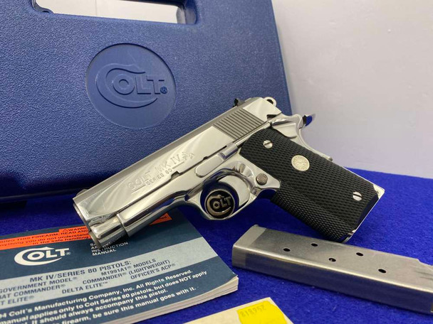 1996 Colt Officers ACP .45ACP 3.5" *RARE FACTORY BRIGHT STAINLESS ENHANCED*