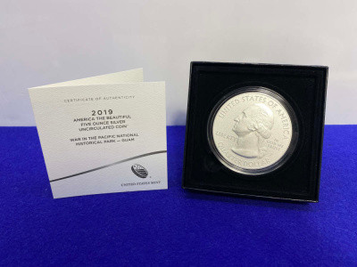 2019 America The Beautiful Guam *5 Troy Ounces .999 FINE SILVER 5oz QUARTER