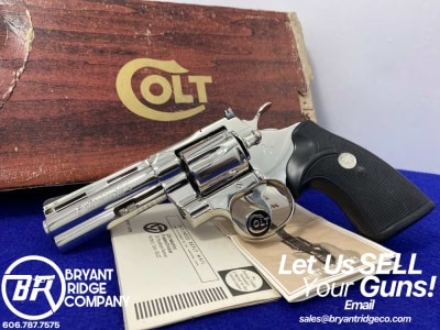 1979 Colt Python .357 Mag 4" *GORGEOUS BRIGHT NICKEL PYTHON*