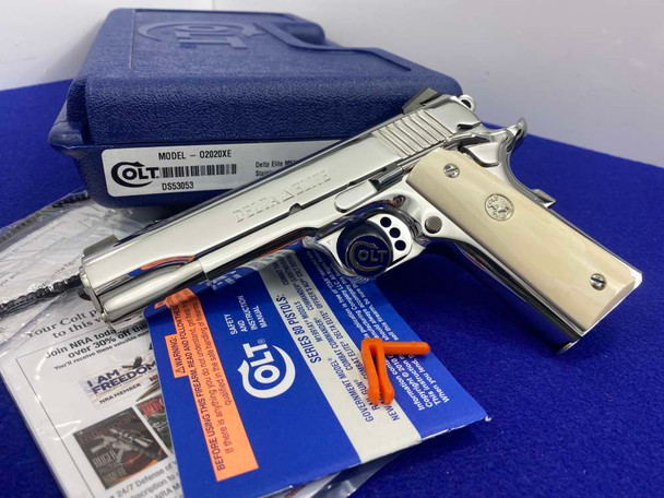 Colt Delta Elite MKIV 10mm 5" -GORGEOUS BRIGHT MIRRORED STAINLESS- Ivory