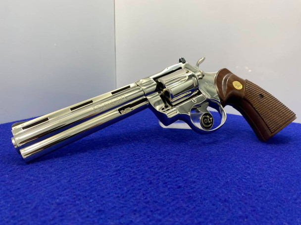 1981 Colt Python .357 Mag 6" -GORGEOUS NICKEL FINISH- Vintage Snake