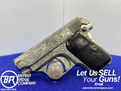 1913 Colt M1908 Pocket Hammerless -FULL COVERAGE FLORAL SCROLL ENGRAVED-