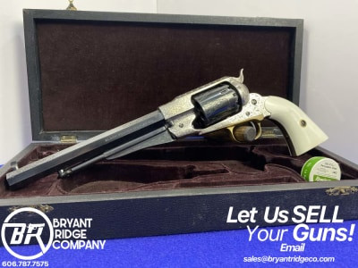 1995 F.LLI Pietta 1858 Remington .44 Blue 8" *HEAD-TURNING ENGRAVED MODEL* 