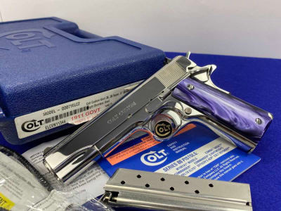 Colt Custom Government 38Super *DESIRABLE "ELCEN" FACTORY BRIGHT STAINLESS*