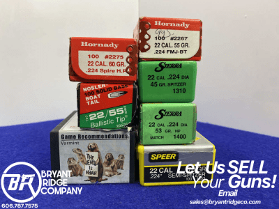 594 Total Pieces (.22 Cal) Reloading Bullets *NOSLER, HORNADY, SIERRA, ETC*