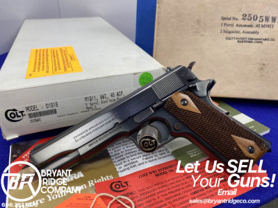 2010 Colt M1911 WWI .45ACP Black Oxide 5" *DESIRABLE CUSTOM SHOP REINTRO*