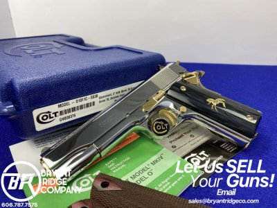 Colt Government .38 Super 5" *STUNNING MIRRORED STAINLESS - GOLD ACCENTS*