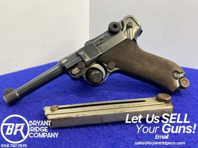 1915 DWM P.08 Luger 9mm Blue 4" -COLLECTIBLE GERMAN MADE HANDGUN- Iconic