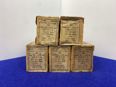 (5) 20Rd Boxes FN .303 British Bren Gun Military Ammunition *COLLECTOR LOT*