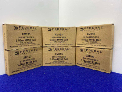 120Rds Federal XM193 5.56 NATO 55gr M193 Ball Ammo *DEPENDABLE RIFLE LOADS*