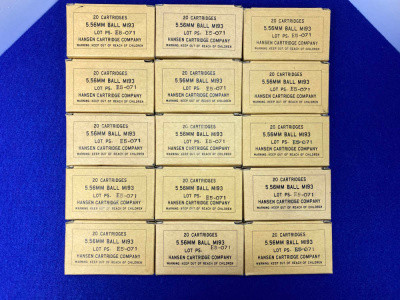 300 Rounds Hansen 5.56mm M193 Ball Ammunition *MILITARY SPECIFICATION LOAD*