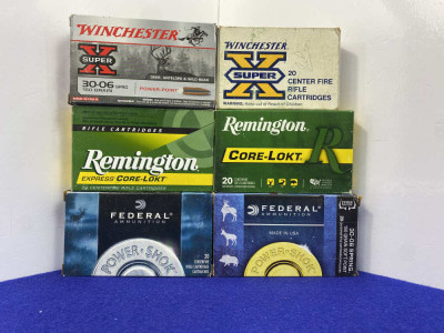 120 Rounds of 30-06 Springfield Ammo -Win, Rem, + Federal *SOFT POINT LOAD*