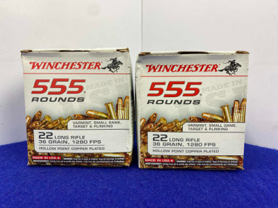 1,110 Rounds Winchester 555 .22 LR 36Gr Copper-Plated Ammo *BULK RIMFIRE*