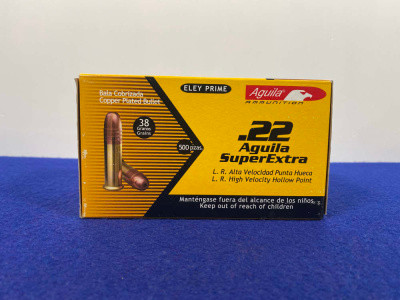Aguila Ammunition .22 Aguila Super Extra 500Rds *ELEY PRIMED, HOLLOW POINT*